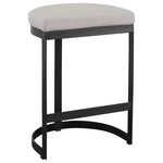 Uttermost - Uttermost Ivanna Black Iron Counter Stool - Simplistic But Sturdy, This Statement Counter Stool Features A Thick Hand Forged Iron Base Finished In Matte Black. Plush Seat Is Tailored In An Off-white Linen Blend Fabric. Seat Height Is 26".