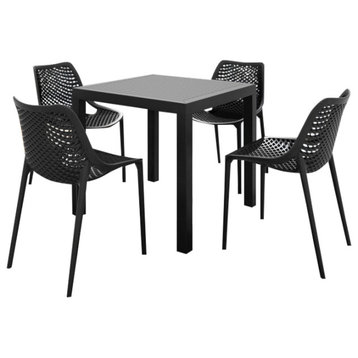 Air Square Dining Set With 4 Chairs Black