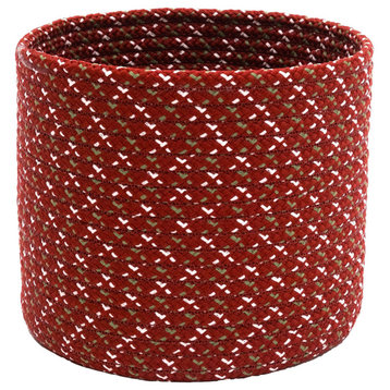 Sleighbells Woven Holiday Basket, Red Multi 12"X12"X10"