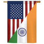 Breeze Decor - US India Friendship Flags of the World, Everyday House Flag 28"x40" - US Friendship House Flag