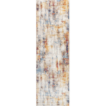Clay Contemporary Abstract Multi-Color Indoor Runner Rug 2x8