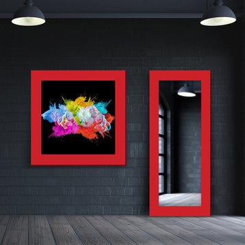 Grandeur Spotlight Mirror And Wall/Floor Art Set, Italian Red, WM05043