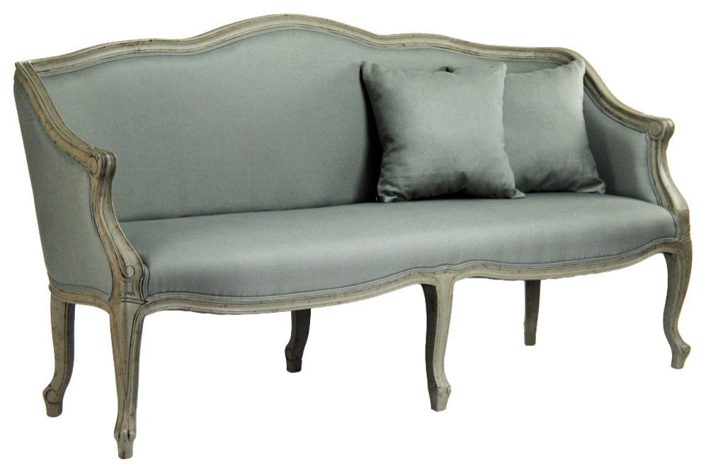 Benton Sofa, Sage Linen French Country Sofas by Zentique, Inc
