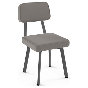 Amisco Clarkson Dining Chair, Taupe Grey Faux Leather / Dark Grey Metal
