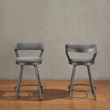 Lexicon Appert Metal Swivel Counter Height Chair in Gray (Set of 2)