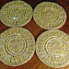 Set of 4 Gold Beaded Round Satin Backed Coasters in Organza Gift Bag