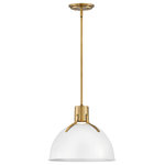 Hinkley Lighting - Argo 1-Light Mini Pendant, Polished White - Argo is brilliantly basic in design but has all the right details to make it shine. The smooth lines of the Satin Black or Polished White dome have a vintage  industrial feel but modern updates  including LED lamping  make Argo contemporary. Heavy Lacquered Brass straps and rivets secure the dome to the cap in this clean and stylish profile.&nbsp