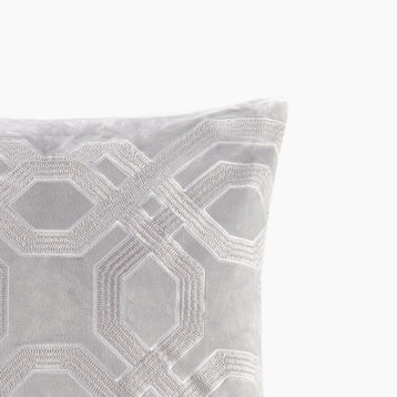 Croscill Biron Traditional Sqaure Pillow 18x18, Silver