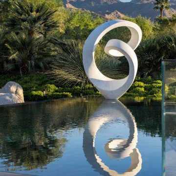 Serenity Indian Wells luxury modern desert home swimming pool sculpture