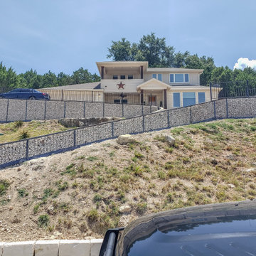 Gabion Facade and Wrought Iron Fence Panel Install