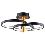 ET2 Lighting - Hoopla LED Semi Flush Mount - Rings of various sizes finished in Black are supported from a column of soft Gold. This European classic is a soft contemporary design which works in today's home decor.