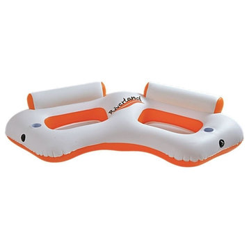 85" Orange and White "Riverland" Inflatable Two Person Swimming Pool Sofa