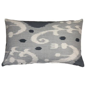 Pillow Decor - Indah Ikat Gray 12 x 20 Throw Pillow