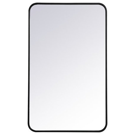 Elegant Decor Evermore 22x36" Soft Corner Metal Rectangular Mirror in Black