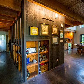 Generous cubbies at entrance