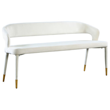 Destiny Upholstered Bench, Cream, Velvet