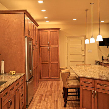 Warm Maple Kitchen Remodel | Extended Storage Wall & Cozy Built-In Seating
