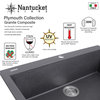 Nantucket Sinks 17" Single Bowl Undermount Granite Composite Bar-Prep Sink, Whit
