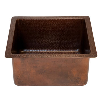 16" Gourmet Rectangular Hammered Copper Bar/Prep Sink, Oil Rubbed Bronze
