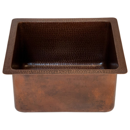 16" Gourmet Rectangular Hammered Copper Bar/Prep Sink, Oil Rubbed Bronze