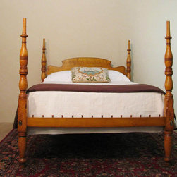 Sheraton Birdseye Maple Antique Bed Queen Size - Beds