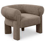 Meridian Furniture - Stefano Upholstered Accent Chair, Brown - Give your back a treat when you make this Stefano fabric accent chair your favorite spot to sit. The curved back nestles you in complete comfort while the soft brown polyester fabric feels like heaven against your skin. The art deco design ensures all eyes are on this chair from the moment it comes into view, and the wood frame provides sturdy support for long-term use and performance in your home.