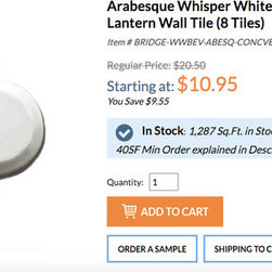 $10.95SF Arabesque Beveled Whisper White Tile - Mosaic Tile