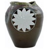 Abstract Brown Red Gloss Grace Vase With Sun Flower Graphic