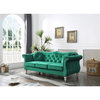 Hollywood 82 in. Green Velvet Chesterfield 3-Seater Sofa with 2-Throw Pillow