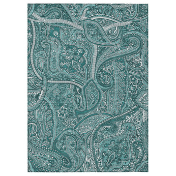 Machine Washable Indoor/Outdoor Chantille ACN623 Teal 3' x 5' Rug