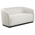 Meridian Furniture - Mylah Upholstered Loveseat, Beige - Make this Mylah polyester fabric loveseat the centerpiece of a cozy reading nook in your family room or elsewhere. This handsome loveseat features soft beige polyester fabric from top to bottom for a look that wows from all angles. The neutral color blends easily with other decorative items in your space, and the black finish solid wood base adds a pretty contrast while giving the loveseat an impeccably durable slant.