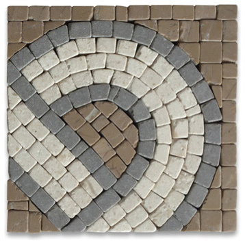 Marble Mosaic Border Decorative Accent Insert Tile Wave 4x4 Tumbled, 1 piece