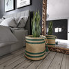 Double Border Striped Natural Jute Decorate Storage Basket with Handles