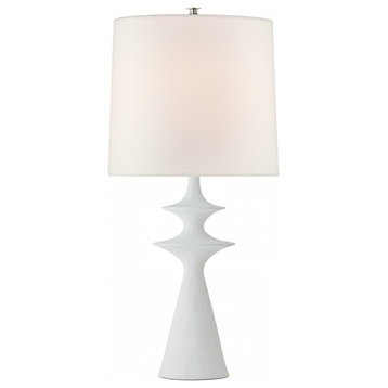 Lakmos Table Lamp, 1-Light, Plaster White, Linen Shade, 31"H