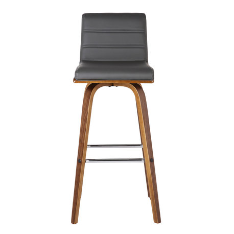 Vienna 26" Barstool, Walnut Wood Finish With Gray PU Upholstery