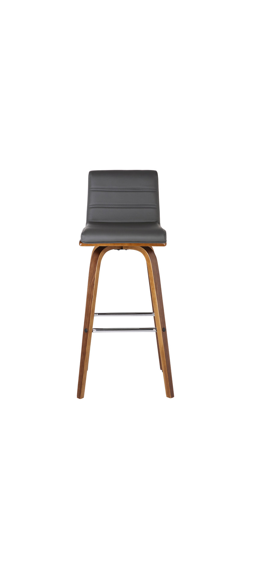 Vienna 26" Barstool, Walnut Wood Finish With Gray PU Upholstery