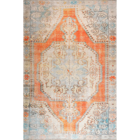Nuloom Cotton Milan Transitional Vintage Area Rug, Orange 5'3"x7'7"