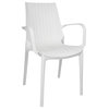 Kent Modern Stackable Outdoor Dining Arm Chair, White