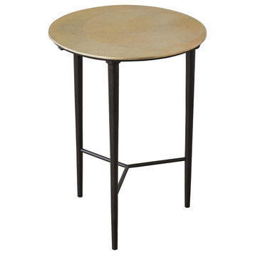Circle Etched Accent Table, Antique Brass