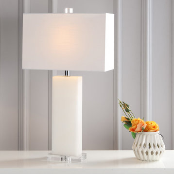 Tiggie 27" Alabaster Table Lamp, Natural and Chrome