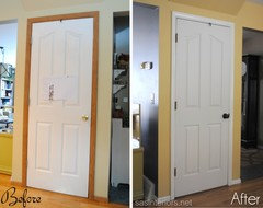 Stained wood trim and painted doors....ACK!!