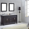 60" Double Bathroom Vanity, Espresso, Square Sink, Brushed Nickel