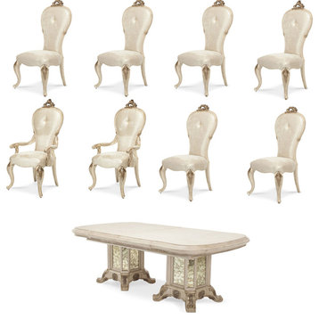 Platine de Royale 9-Piece Rectangular Double Pedestal Wood Dining Set