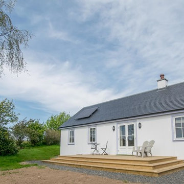 Decking at rear of property and solar panels for eco living