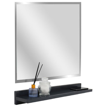 23.5" Dark Gray Wireless Charging Shelf and Frameless Mirror Set