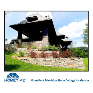 Stone Cottage Landscape - Hillside Terrace Walls. Minnesota Landscape Design.