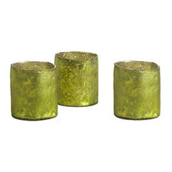 Green Glow Votive Holders - Set of 3 - New - Candleholders