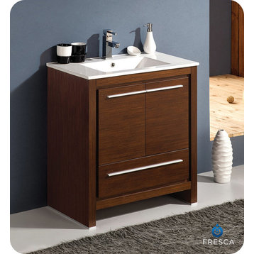 Allier 30" Wenge Brown Modern Bathroom Cabinet With Sink