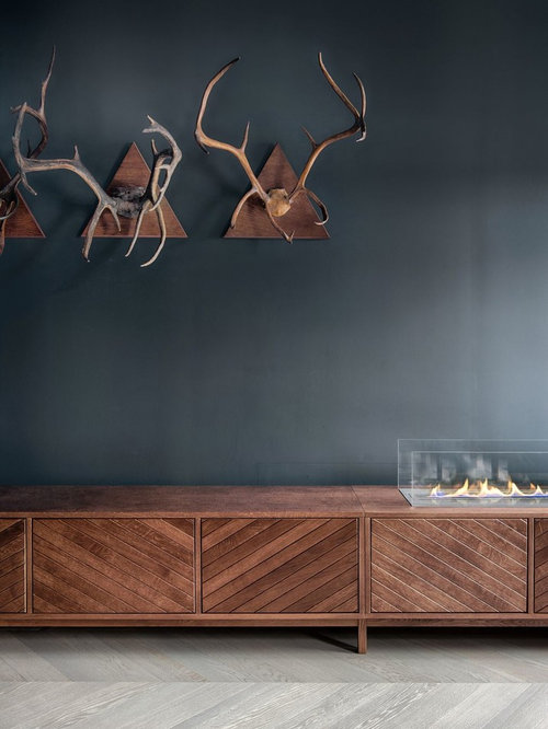 Moderne Arbeitszimmer mit Kaminsims aus Holz Ideen, Design & Bilder | Houzz