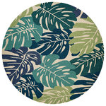 Couristan Inc - Couristan Covington Monstera Indoor/Outdoor Area Rug, Cream-Multi, 7'10" Round - Designed with today's  busy households in mind, the Covington Collection showcases versatile floor fashions with impressive performance features that add to their everyday appeal. Because they are made of the finest 100% fiber-enhanced Courtron polypropylene, Covington area rugs are water resistant and can be used in a multitude of spaces, including covered outdoor patios, porches, mudrooms, kitchens, entryways and much, much more. Treated to prevent the growth of mold and mildew, these multi-purpose area rugs are exceptionally easy to clean and are even considered pet-friendly. An ideal decor choice for families with young children, or those who frequently entertain, they will retain their rich splendor and stand the test of time despite wear and tear of heavy foot traffic, humidity conditions and various other elements. Featuring a unique hand-hooked construction, these beautifully detailed area rugs also have the distinctive aesthetic of an artisan-crafted product. A broad range of motifs, from nature-inspired florals to contemporary geometric shapes, provide the ultimate decorating flexibility.